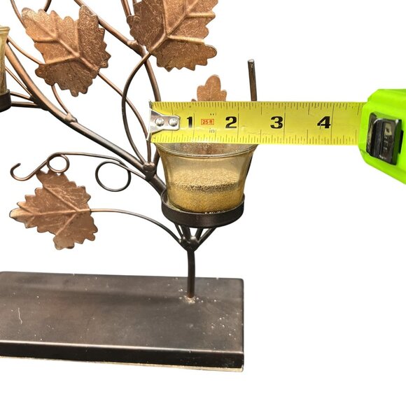Fall Leaves 14" Metal Tea Light Candle Holder Dining Fireplace Candelabra Decor - Picture 10 of 11